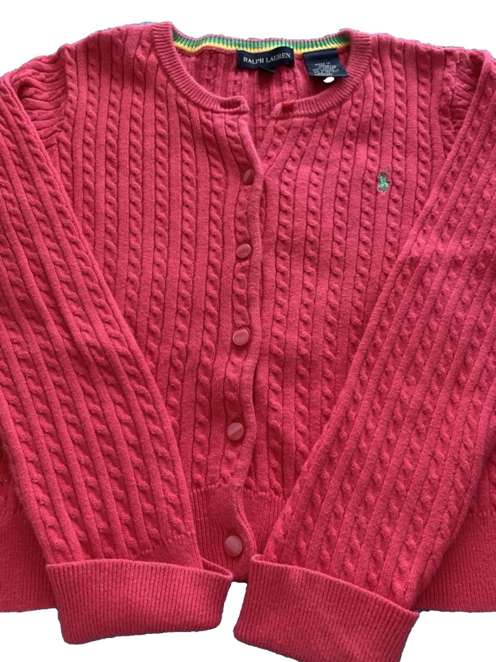 Ralph Lauren Girls Pink Cable Knit Cardigan